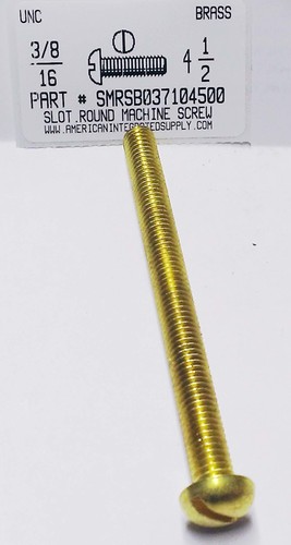 3/8-16X4-1/2 ROUND HEAD SLOTTED MACHINE SCREW BRASS