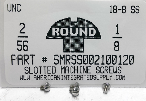 #2-56X1/8 ROUND HEAD SLOTTED MACHINE SCREW 18-8 STAINLESS STEEL