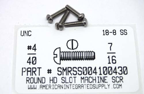 #4-40X7/16 ROUND HEAD SLOTTED MACHINE SCREW 18-8 STAINLESS STEEL