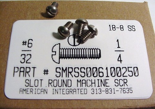 #6-32X1/4 ROUND HEAD SLOTTED MACHINE SCREW 18-8 STAINLESS STEEL