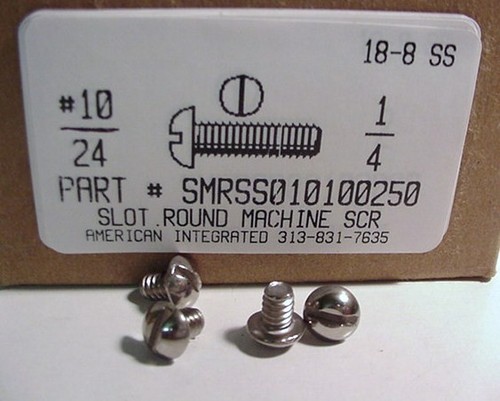 #10-24X1/4 ROUND HEAD SLOTTED MACHINE SCREW 18-8 STAINLESS STEEL