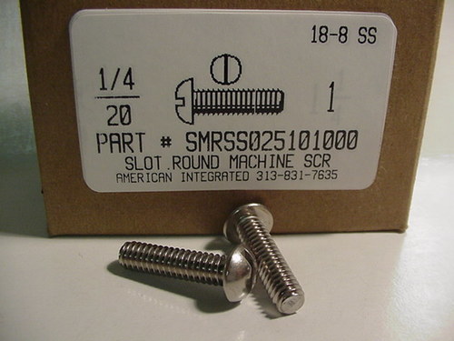 1/4-20X1 ROUND HEAD SLOTTED MACHINE SCREW 18-8 STAINLESS STEEL