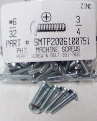 #6-32X3/4 TRUSS HEAD PHILLIPS MACHINE SCREW STEEL ZINC PLATED