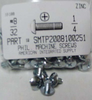 #8-32X1/4 TRUSS HEAD PHILLIPS MACHINE SCREW STEEL ZINC PLATED