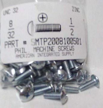 #8-32X1/2 TRUSS HEAD PHILLIPS MACHINE SCREW STEEL ZINC PLATED