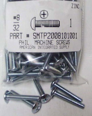 #8-32X1 TRUSS HEAD PHILLIPS MACHINE SCREW STEEL ZINC PLATED