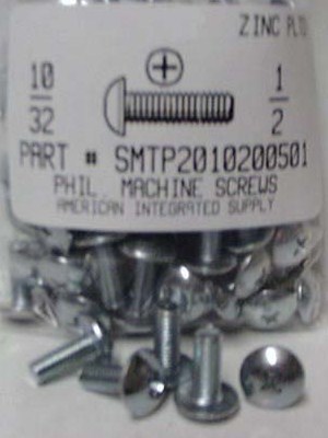 #10-32X1/2 TRUSS HEAD PHILLIPS MACHINE SCREW STEEL ZINC PLATED