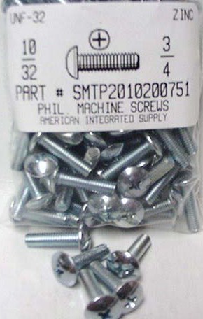 #10-32X3/4 TRUSS HEAD PHILLIPS MACHINE SCREW STEEL ZINC PLATED