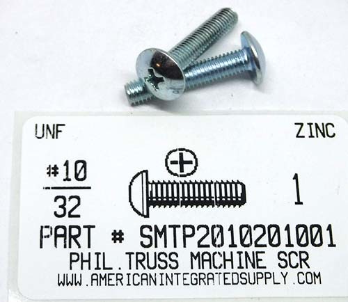 #10-32X1 TRUSS HEAD PHILLIPS MACHINE SCREW STEEL ZINC PLATED