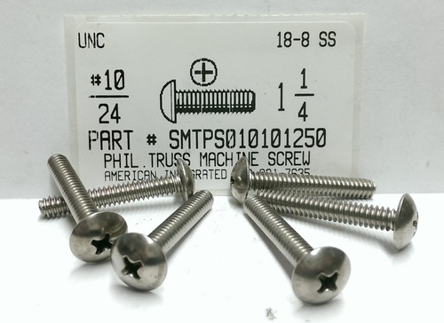 #10-24X1-1/4 TRUSS HEAD PHILLIPS MACHINE SCREW 18-8 STAINLESS STEEL