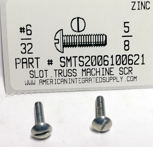 #6-32X5/8 TRUSS HEAD SLOTTED MACHINE SCREW STEEL ZINC PLATED