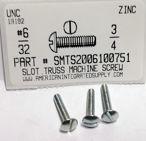 #6-32X3/4 TRUSS HEAD SLOTTED MACHINE SCREW STEEL ZINC PLATED