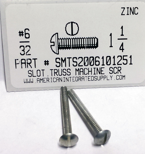 #6-32X1-1/4 TRUSS HEAD SLOTTED MACHINE SCREW STEEL ZINC PLATED