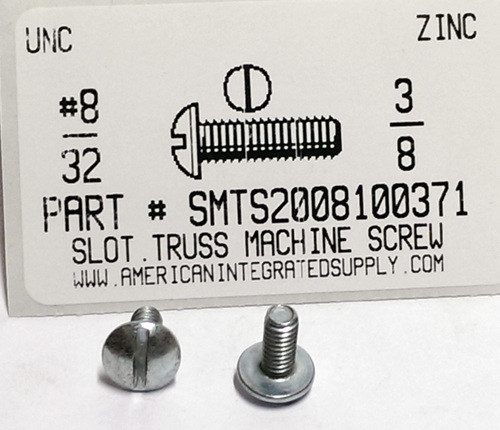 #8-32X3/8 TRUSS HEAD SLOTTED MACHINE SCREW STEEL ZINC PLATED