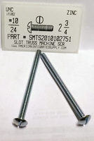 #10-24X2-3/4 TRUSS HEAD SLOTTED MACHINE SCREW STEEL ZINC PLATED