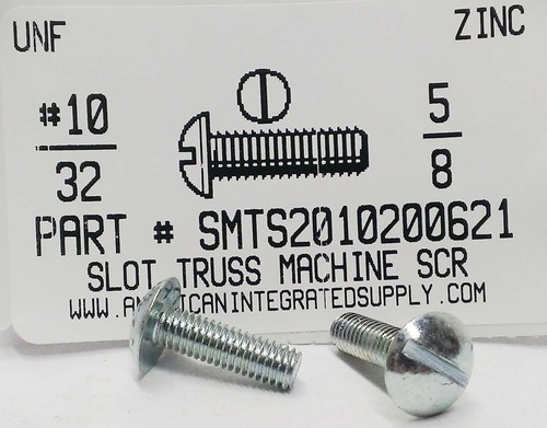 #10-32X5/8 TRUSS HEAD SLOTTED MACHINE SCREW STEEL ZINC PLATED