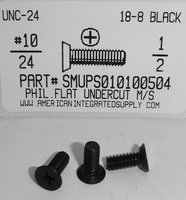 #10-24X1/2 UNDERCUT FLAT HEAD PHILLIPS MACHINE SCREW 18-8 STAINLESS STEEL BLACK OXIDE