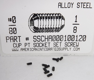 #0-80X1/8 SOCKET SET SCREW CUP POINT ALLOY STEEL BLACK