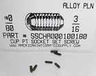 #0-80X3/16 SOCKET SET SCREW CUP POINT ALLOY STEEL PLAIN