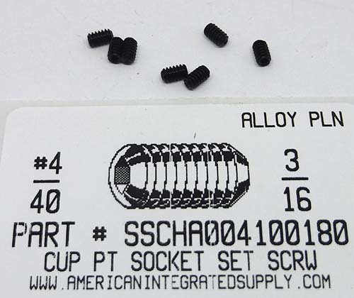 #4-40X3/16 SOCKET SET SCREW CUP POINT ALLOY STEEL PLAIN