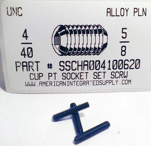 #4-40X5/8 SOCKET SET SCREW CUP POINT ALLOY STEEL PLAIN