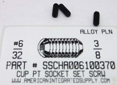 #6-32X3/8 SOCKET SET SCREW CUP POINT ALLOY STEEL PLAIN