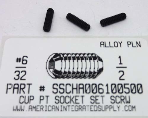 #6-32X1/2 SOCKET SET SCREW CUP POINT ALLOY STEEL PLAIN