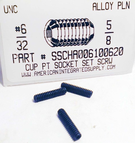 #6-32X5/8 SOCKET SET SCREW CUP POINT ALLOY STEEL PLAIN