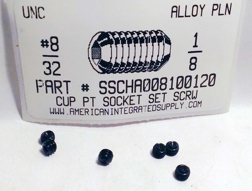 #8-32X1/8 SOCKET SET SCREW CUP POINT ALLOY STEEL PLAIN