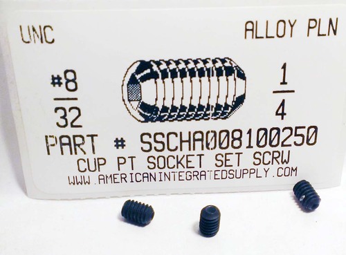 #8-32X1/4 SOCKET SET SCREW CUP POINT ALLOY STEEL PLAIN