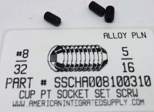 #8-32X5/16 SOCKET SET SCREW CUP POINT ALLOY STEEL PLAIN