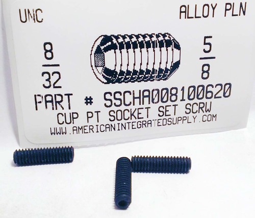 #8-32X5/8 SOCKET SET SCREW CUP POINT ALLOY STEEL PLAIN