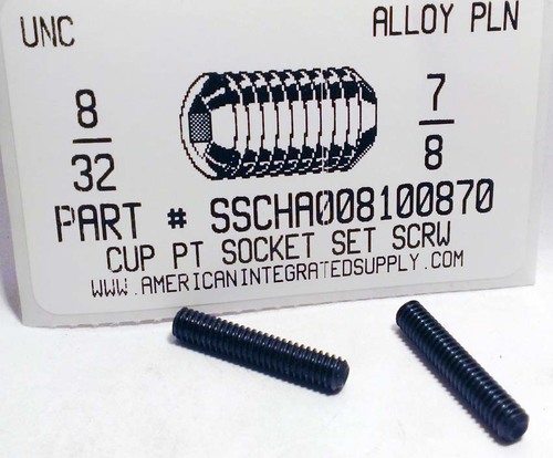 #8-32X7/8 SOCKET SET SCREW CUP CUP POINT ALLOY STEEL PLAIN