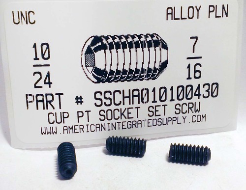 #10-24X7/16 SOCKET SET SCREW CUP POINT ALLOY STEEL PLAIN