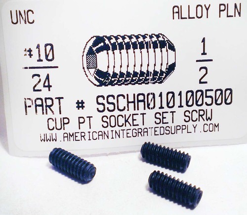 #10-24X1/2 SOCKET SET SCREW CUP POINT ALLOY STEEL PLAIN