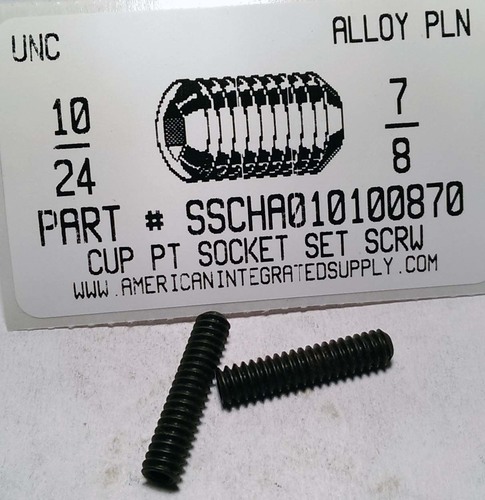 #10-24X7/8 SOCKET SET SCREW CUP POINT ALLOY STEEL PLAIN