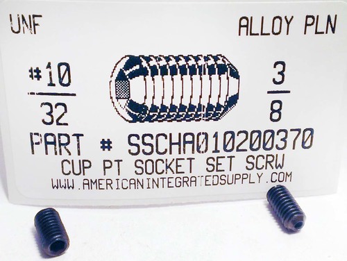 #10-32X3/8 SOCKET SET SCREW CUP POINT ALLOY STEEL PLAIN