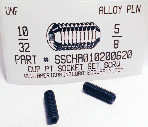 #10-32X5/8 SOCKET SET SCREW CUP POINT ALLOY STEEL PLAIN