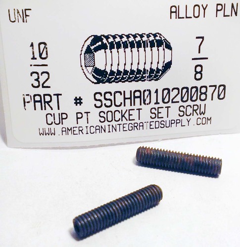 #10-32X7/8 SOCKET SET SCREW CUP POINT ALLOY STEEL PLAIN