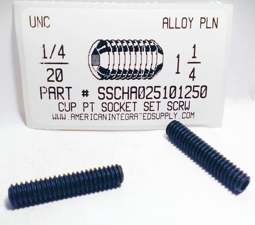 1/4-20X1-1/4 SOCKET SET SCREW CUP POINT ALLOY STEEL PLAIN