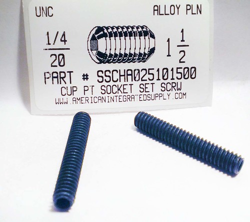 1/4-20X1-1/2 SOCKET SET SCREW CUP POINT ALLOY STEEL PLAIN