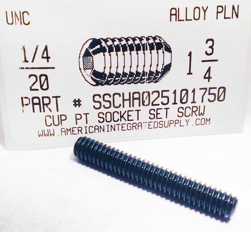 1/4-20X1-3/4 SOCKET SET SCREW CUP POINT ALLOY STEEL PLAIN