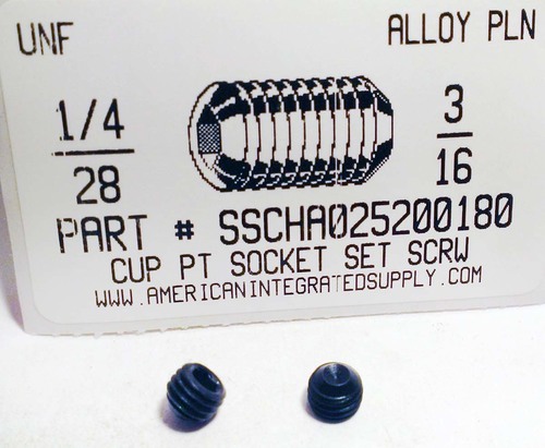 1/4-28X3/16 SOCKET SET SCREW CUP POINT ALLOY STEEL PLAIN