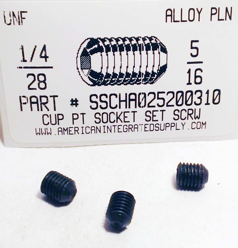 1/4-28X5/16 SOCKET SET SCREW CUP POINT ALLOY STEEL PLAIN