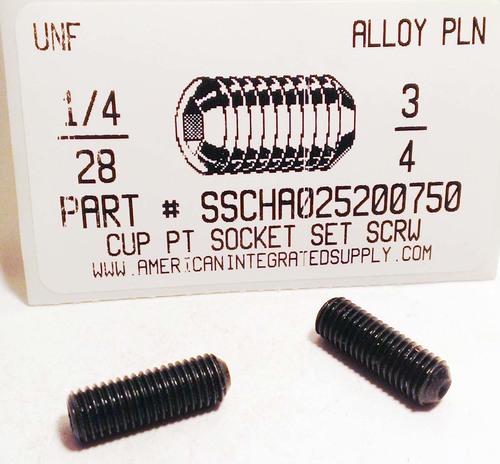 1/4-28X3/4 SOCKET SET SCREW CUP POINT ALLOY STEEL PLAIN