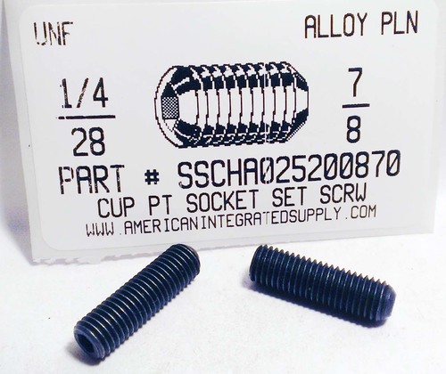 1/4-28X7/8 SOCKET SET SCREW CUP POINT ALLOY STEEL PLAIN