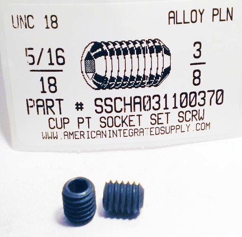 5/16-18X3/8 SOCKET SET SCREW CUP POINT ALLOY STEEL PLAIN