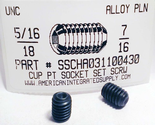 5/16-18X7/16 SOCKET SET SCREW CUP POINT ALLOY STEEL PLAIN