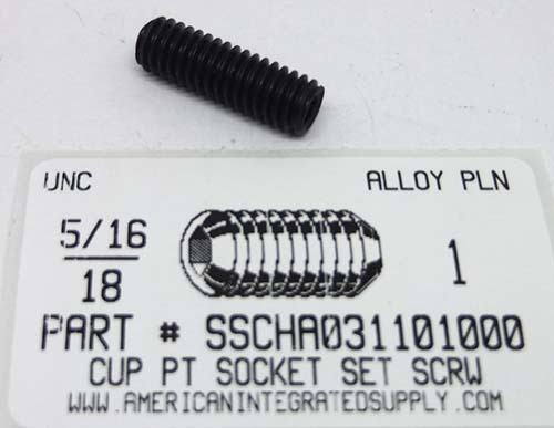 5/16-18X1 SOCKET SET SCREW CUP POINT ALLOY STEEL PLAIN