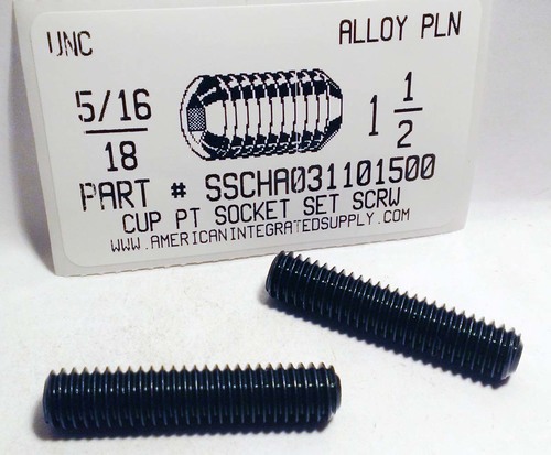 5/16-18X1-1/2 SOCKET SET SCREW CUP POINT ALLOY STEEL PLAIN